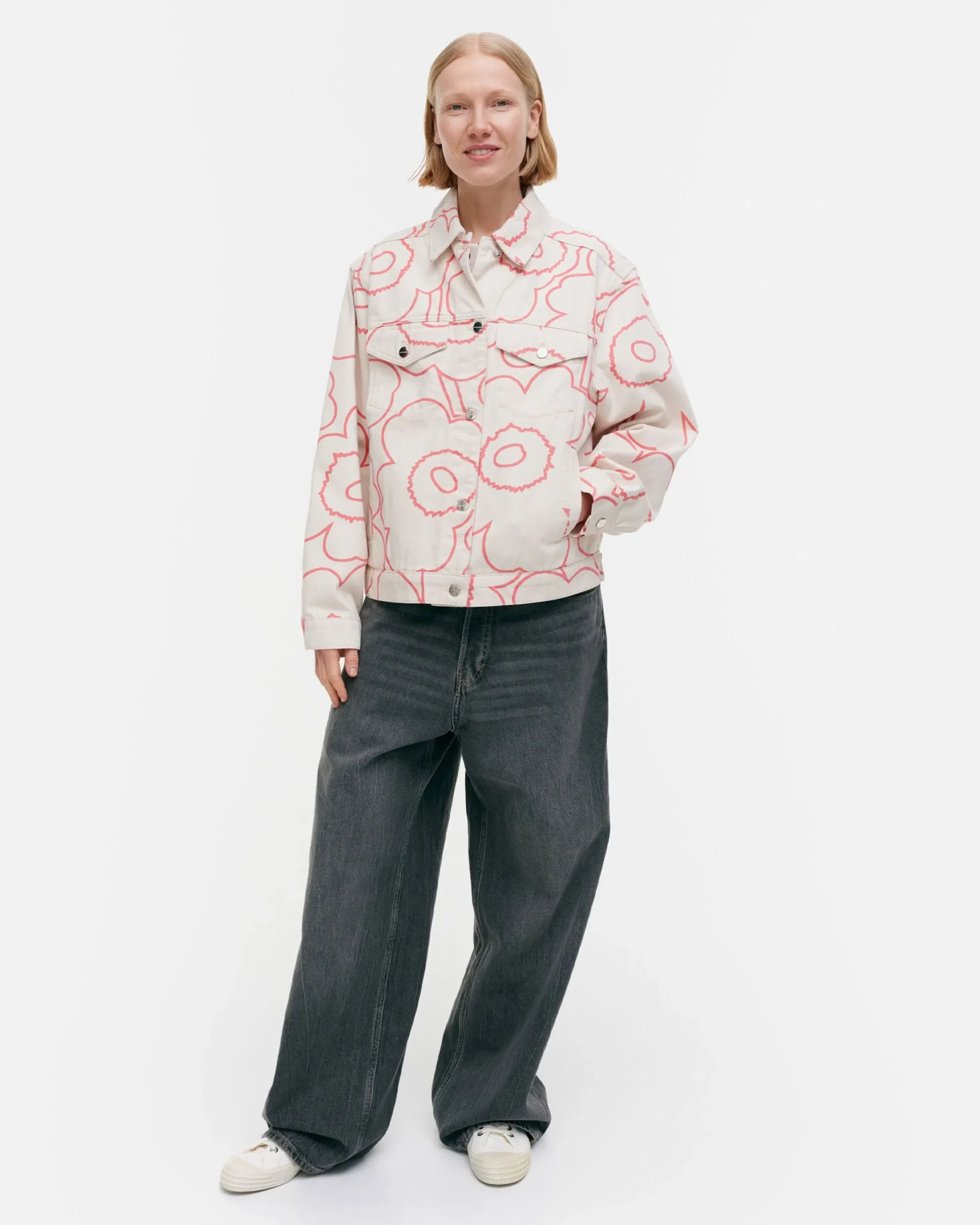 Vaatteet Marimekko Kioski Ystu00E4Vyys Pieni Piirto Unikko 2 Farkkutakki